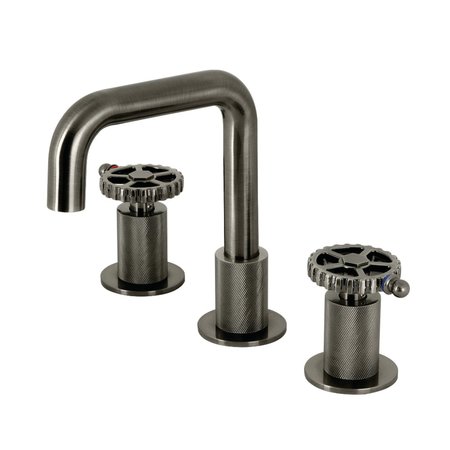 KINGSTON BRASS Widespread Bathroom Faucet with Push PopUp, Black Stainless KS141BSSCG